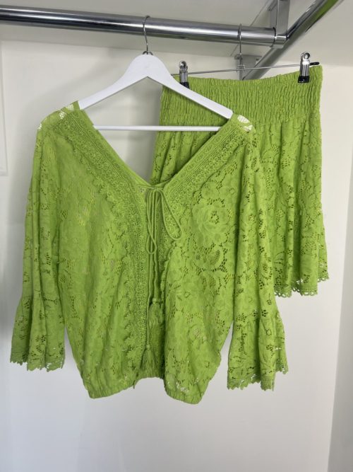 sage green lace tunic to and short set