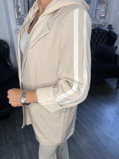 cream hooded blazer side