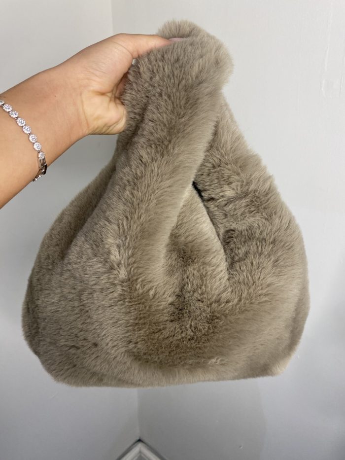 Taupe Faux Fur Bunny Handbag