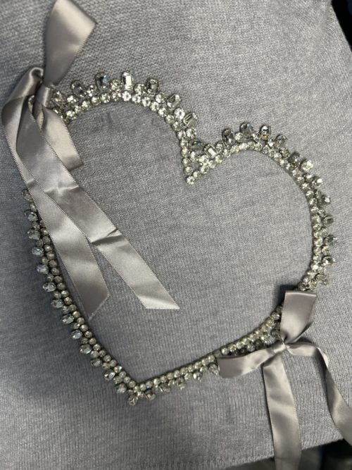 grey diamonte heart