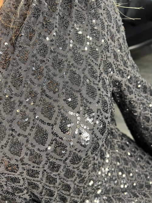 sequin black playsuit close up