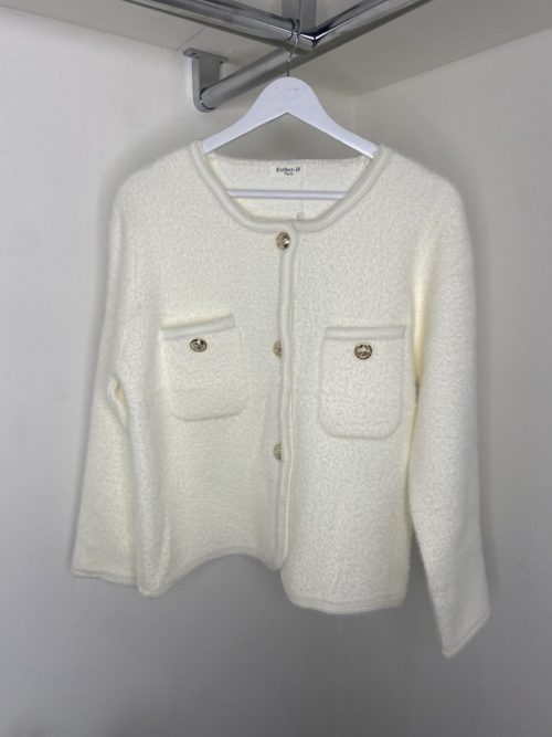 white gold button cardigan