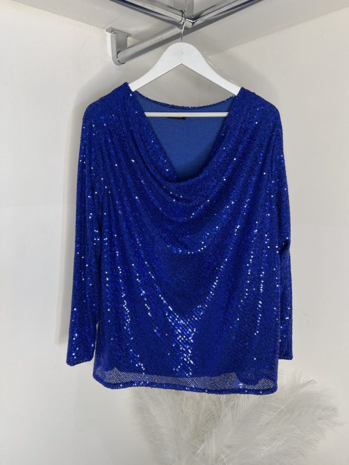 Sequin Cowl Neck Top - Image 3