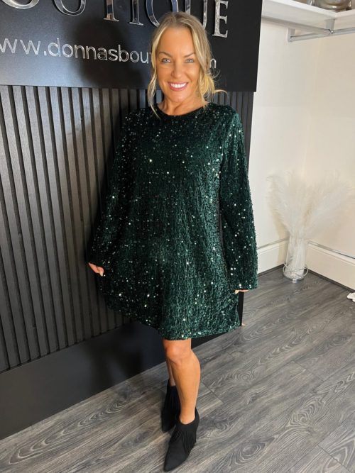 greensequin dress