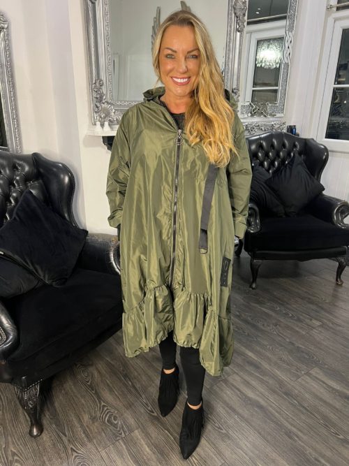 khaki wateproof coat