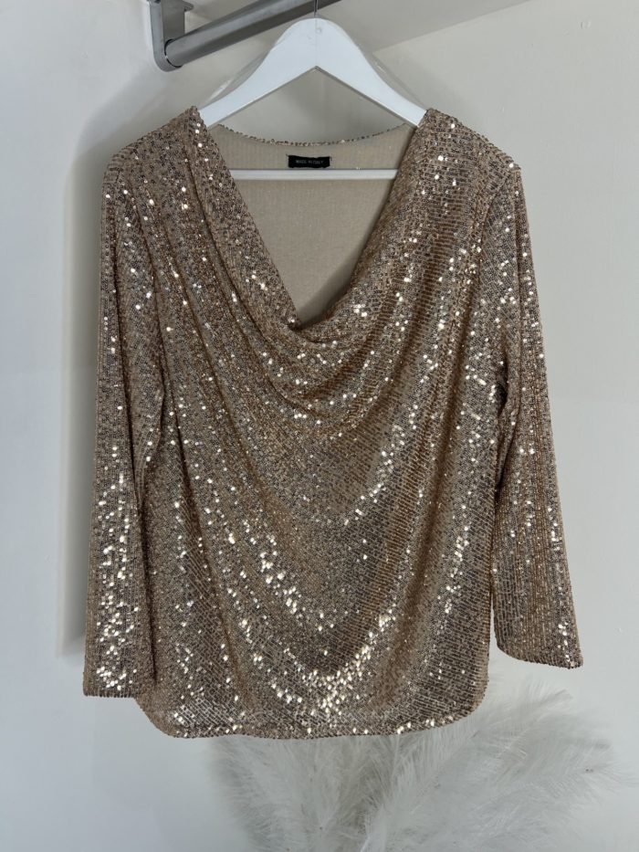 Sequin Cowl Neck Top - Image 4