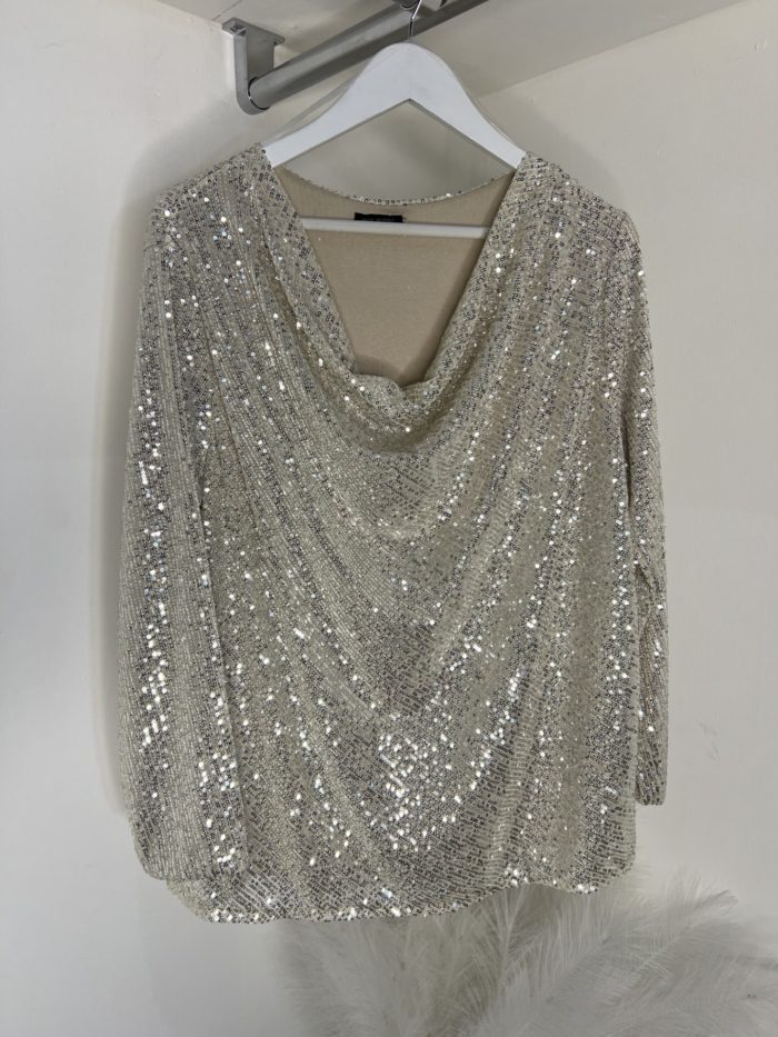 Sequin Cowl Neck Top - Image 5