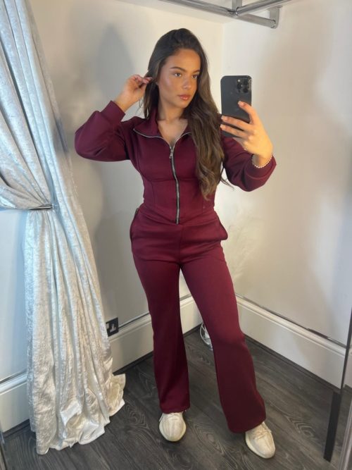 bburgundy corset tracksuit