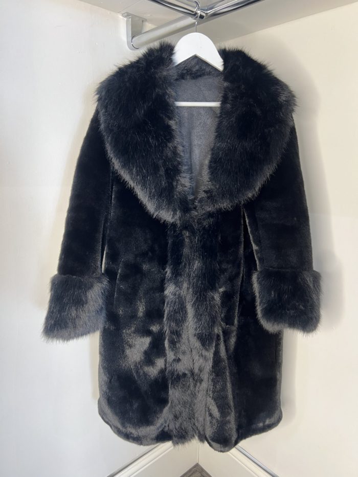 Black Faux Fur Coat - Image 2