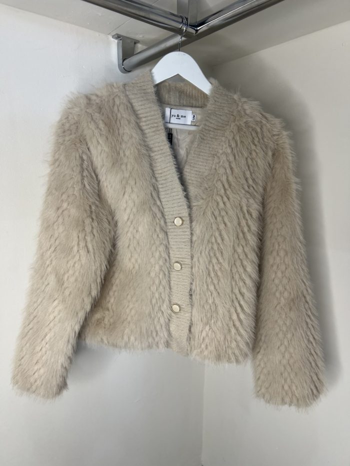 Faux Fur Cardigan/Jacket With Three Button Detail - Image 3