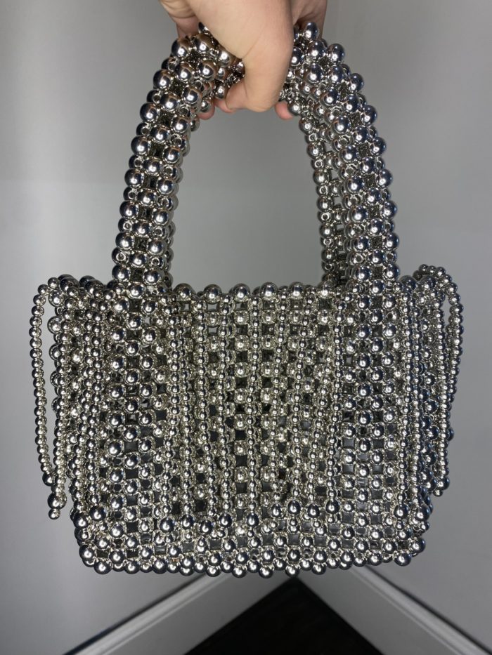 Silver Ball Bag With Fringe Detail