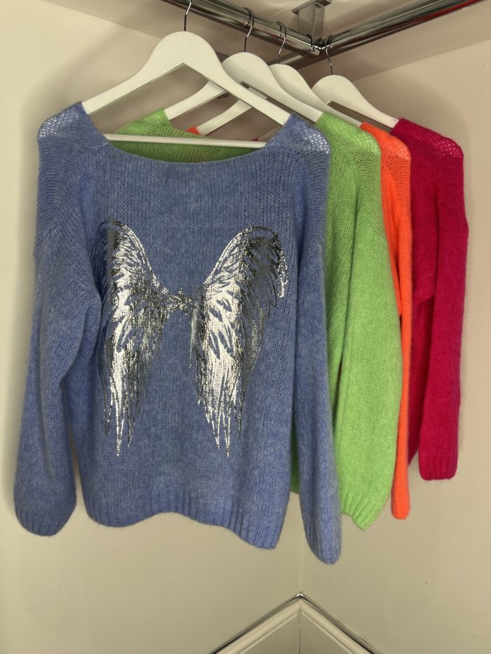 Metallic Angel Back V Neck Jumpers - Image 2