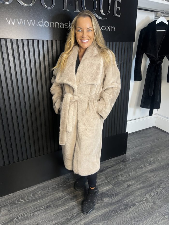 Jessica Tie Faux Fur Coat