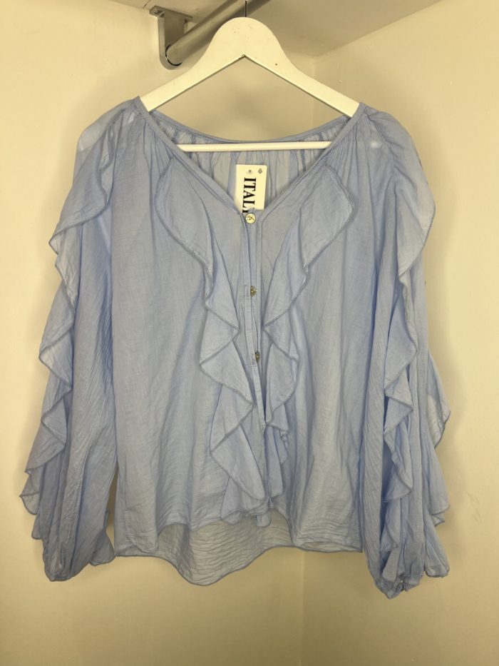 Frill Detail 100% Cotton Blouse - Image 5