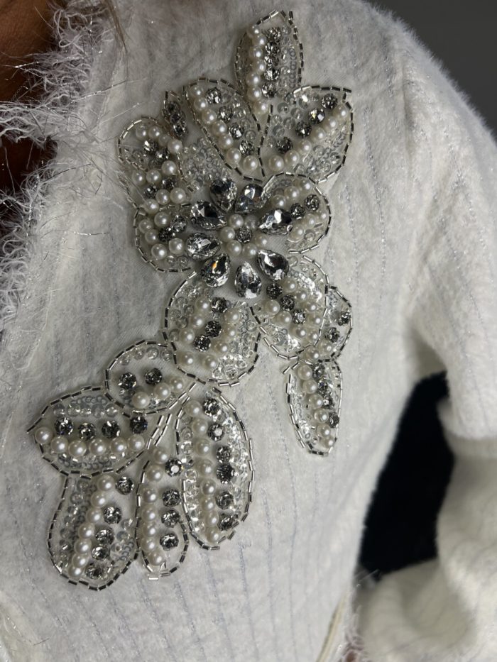 Pearl And Diamonte Detail Designer Inspired Cardigan/Jacket - Image 3