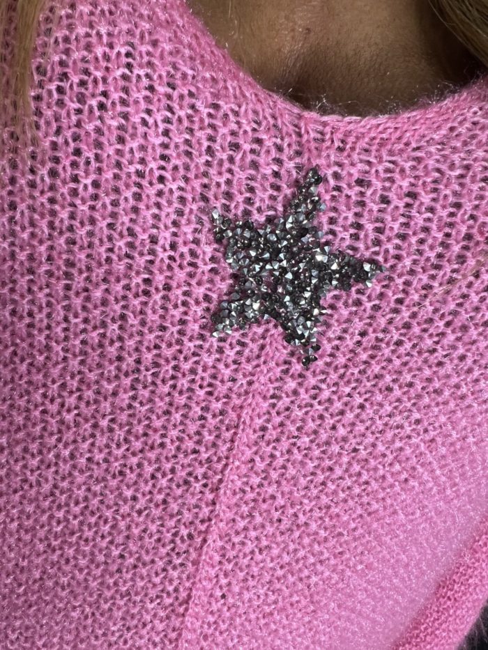 Oversized Shimmer Knit Jumper With Star Detail - Image 6