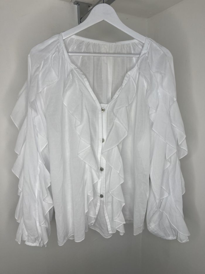 Frill Detail 100% Cotton Blouse - Image 2