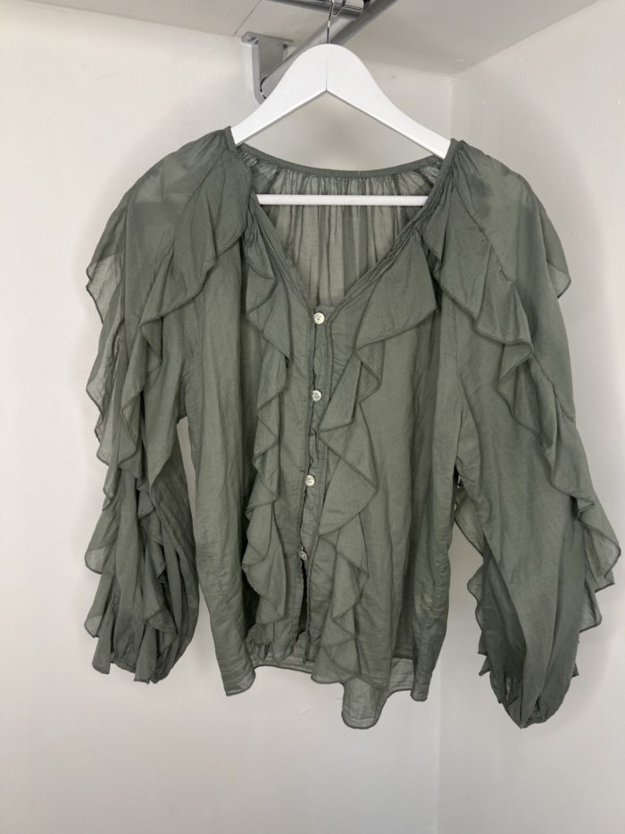 Frill Detail 100% Cotton Blouse - Image 3