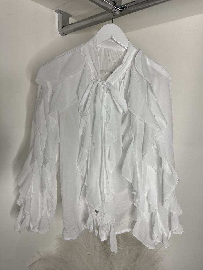 Pussybow Blouse With Frill Detail - Image 7