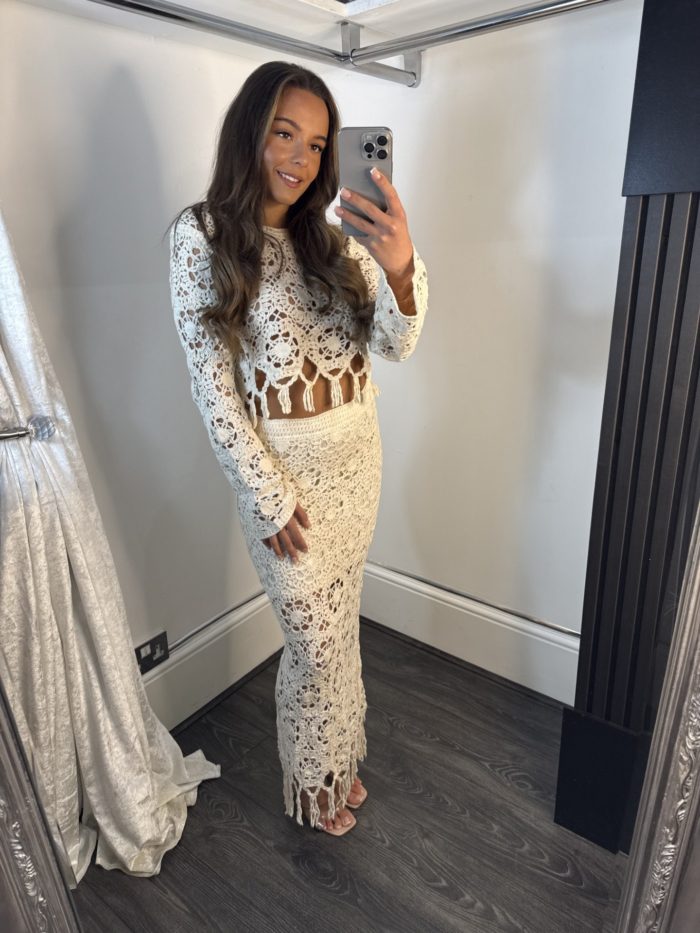 Crochet Cropped Top And Long Skirt Co-ord - Image 2