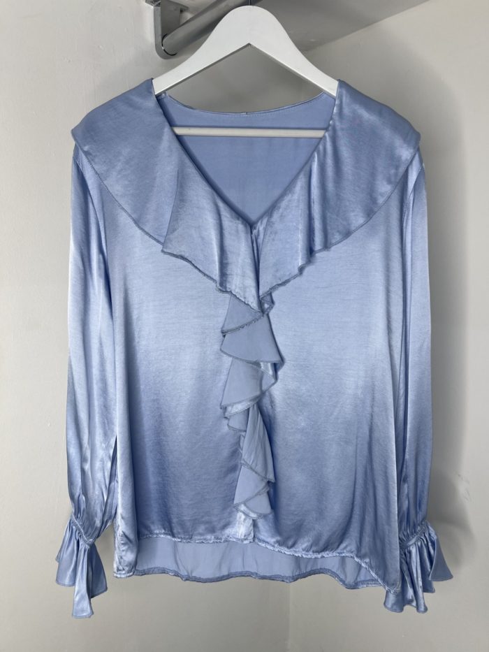 Satin Feel Ruffle Front Blouse - Image 3