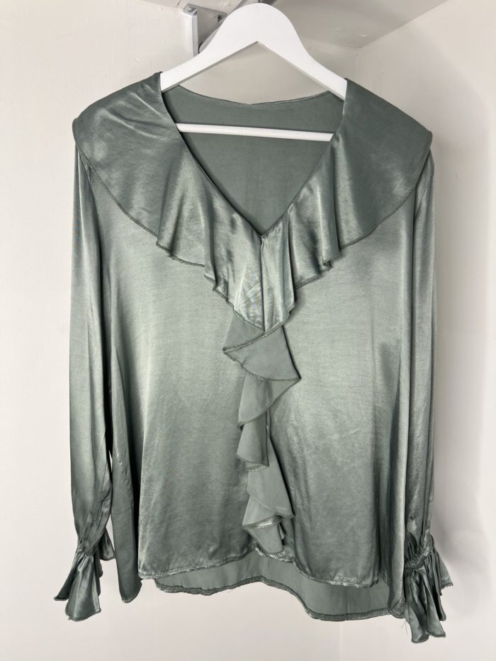 Satin Feel Ruffle Front Blouse - Image 4