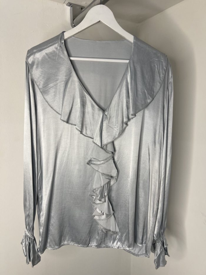 Satin Feel Ruffle Front Blouse - Image 5