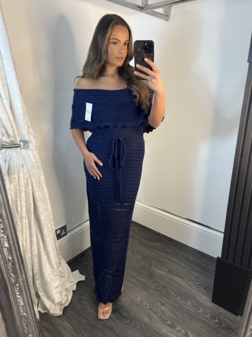 navy crocjhet dress