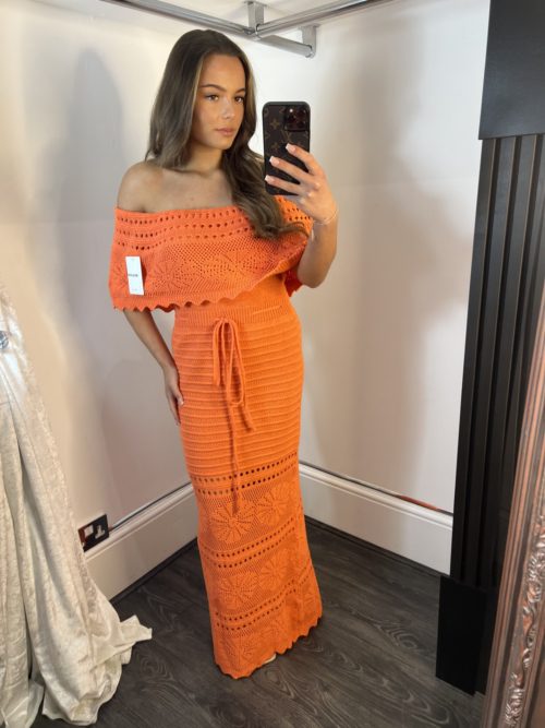 orange crochet dress