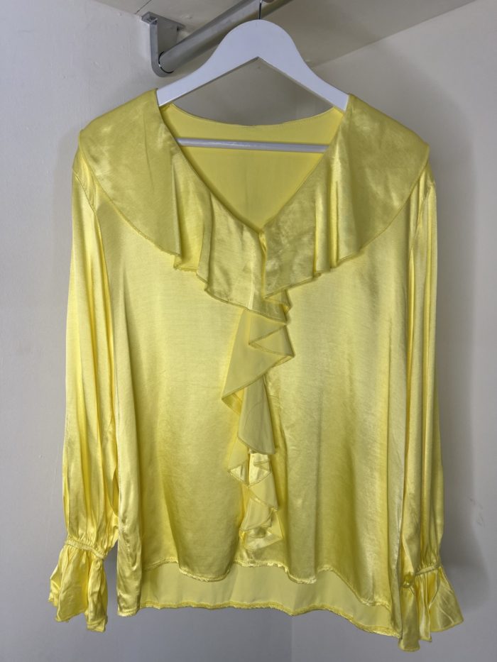 Satin Feel Ruffle Front Blouse - Image 6