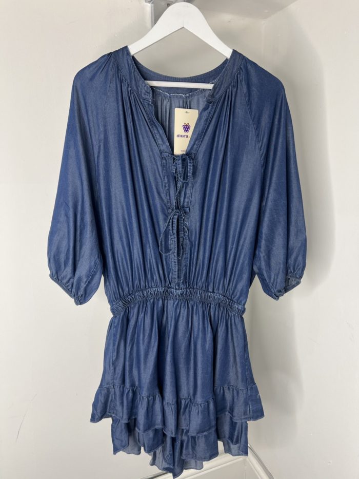 Denim Look Playsuit With Elasticated Waist - Image 3