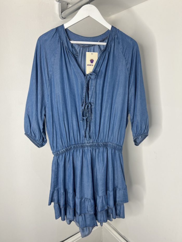 Denim Look Playsuit With Elasticated Waist - Image 4