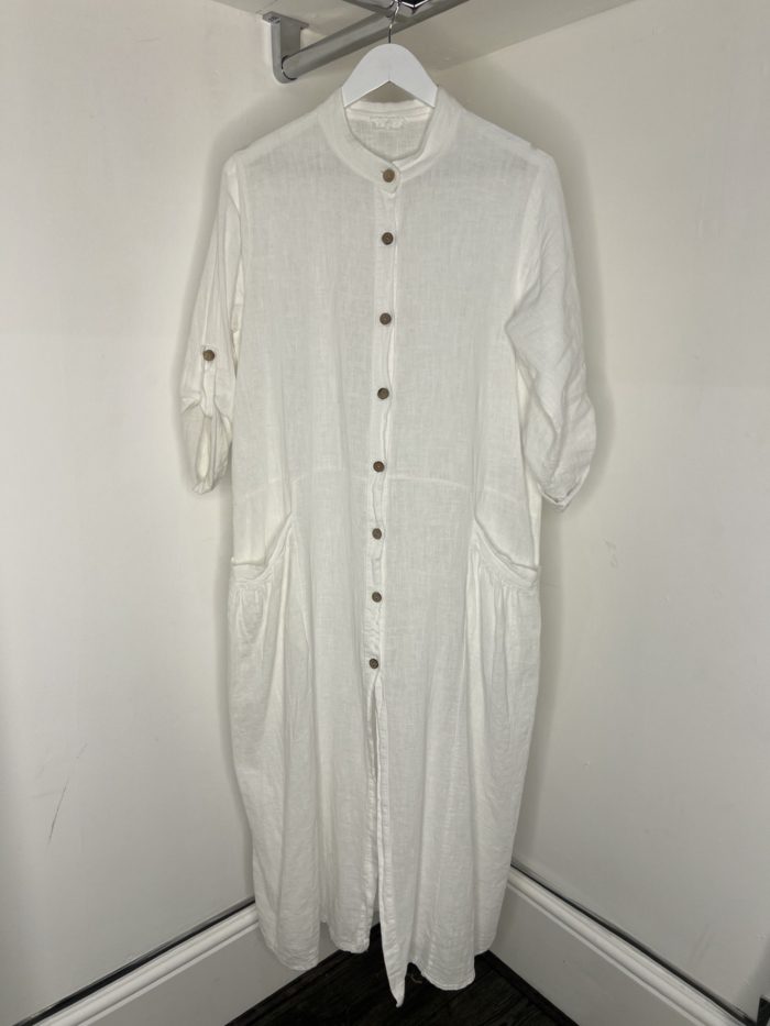 White Long Linen Dress - Image 3